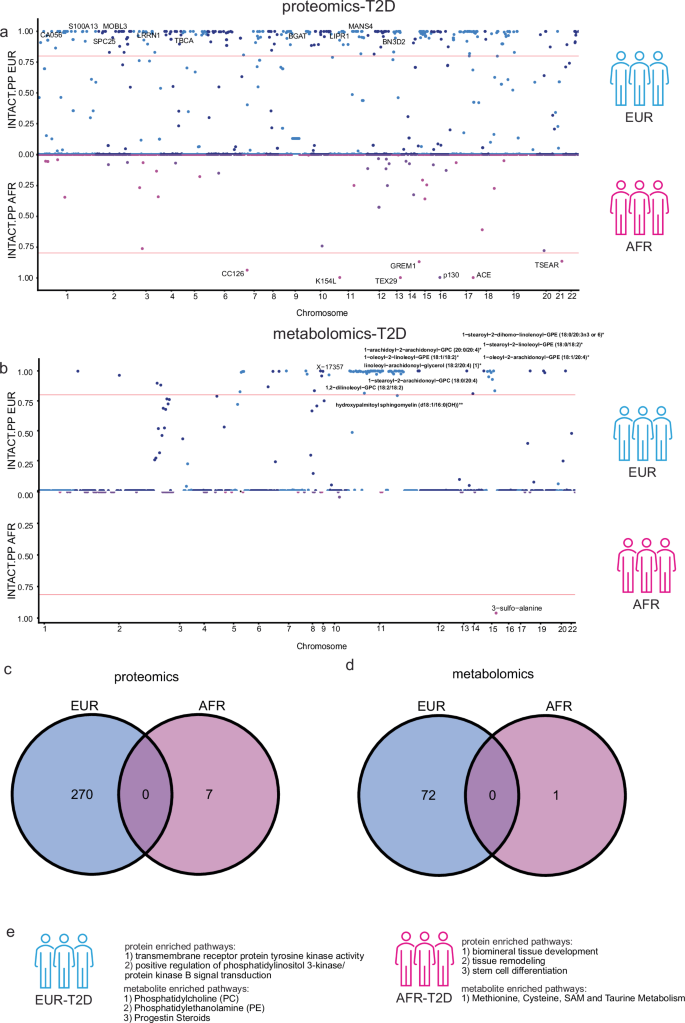 Fig. 4: Integration of proteins and metabolites with the ancestry-matched risk of type-2 diabetes.