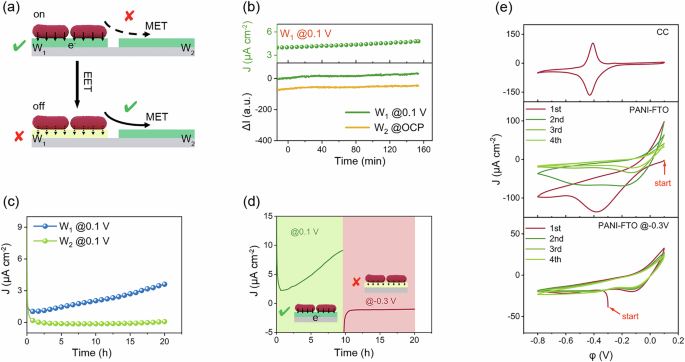 Fig. 3: Electron-injection induced switch off of PANI film.