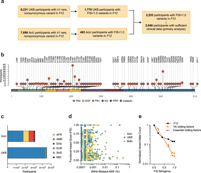Fig. 1: Study design and characterization of coding variation in F12.