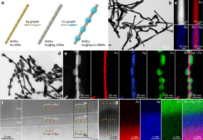 Fig. 7: Extended synthesis of 4H/fcc Au@Ag–Cu BBNs.