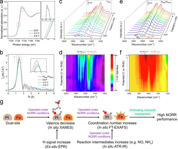 Fig. 4: In situ XAS and ATR-IR spectra of NORR.