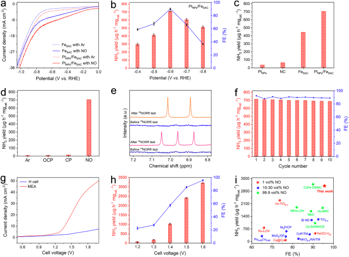 Fig. 5: Electrochemical NORR performance.
