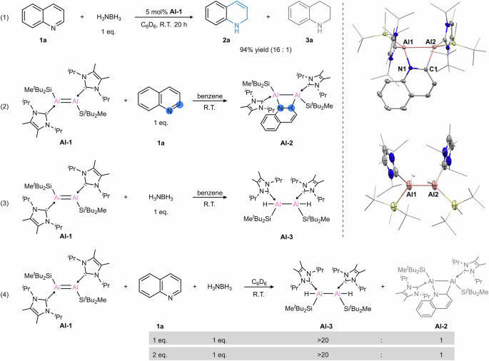 Fig. 2: Reaction development and stoichiometric reactivities.