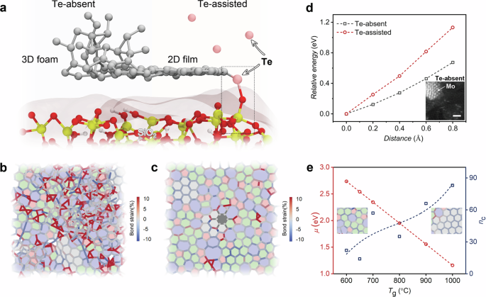 Fig. 3: Theoretical analysis of Te-assisted synthesis of monolayer a-C film.