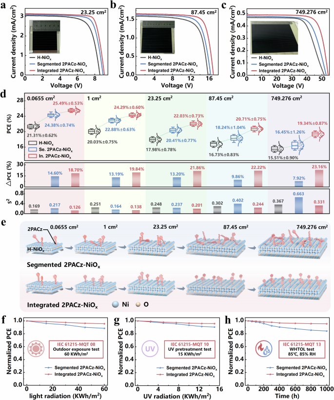 Fig. 5: Scalability of integrated HTL strategy in solar modules.