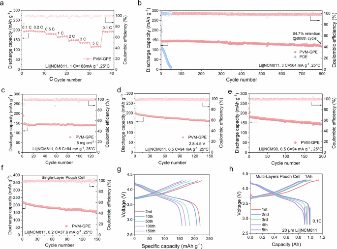 Fig. 6: Application of F-free SEI based on PVM-GPE in Li metal batteries.