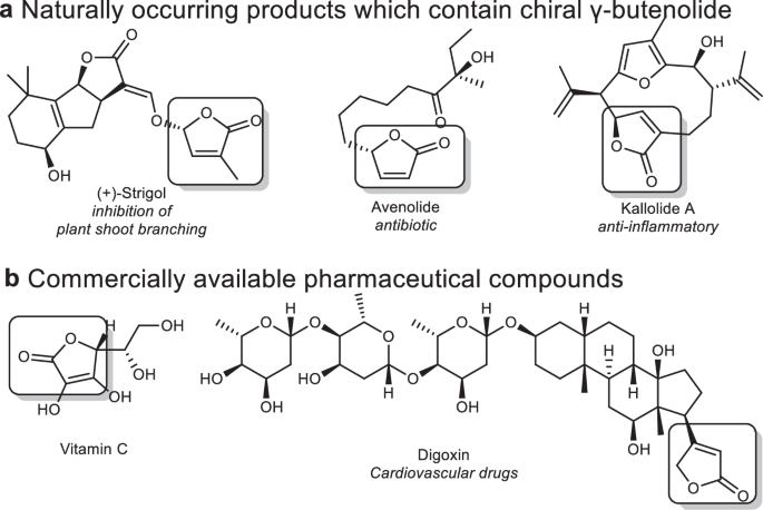 Fig. 1: Pharmaceuticals and natural products containing chiral γ-butenolide cores.
