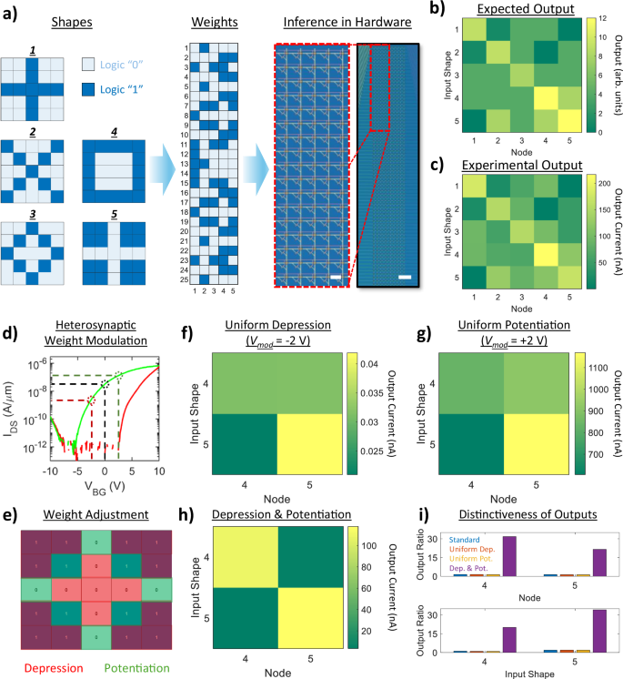 Fig. 2: Simple Shape Identification using an MoS2-Memtransistor-based Crossbar Array.
