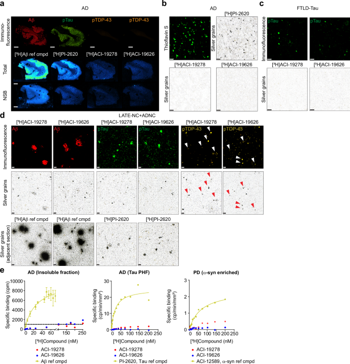 Fig. 3: ACI-19278 and ACI-19626 selectivity for TDP-43 over common co-pathologies.