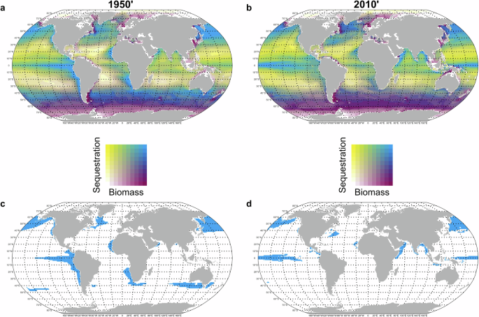 Fig. 5: Spatial reduction in oceanic KMCAs over time.