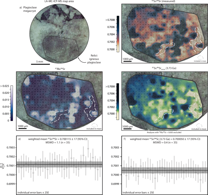 Fig. 2: Strontium isotope mapping of Manfred Complex plagioclase.