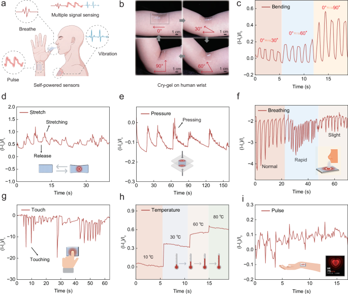 Fig. 6: Prospective applications of Cry-gel as self-powered sensors.