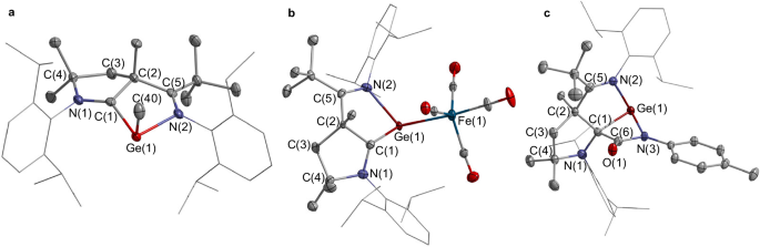 Fig. 7: Solid-state structures of 4, 5, and 7.