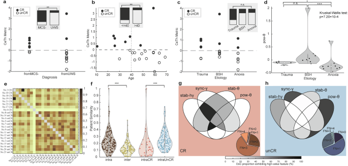 Fig. 2: CeTh neurophysiological features associated with DoC prognosis.