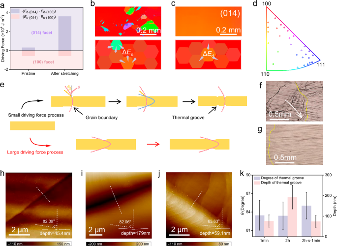 Fig. 3: Selective abnormal grain growth of high-index facets in different types of Cu foils enabled by the dislocation-driving strategy.