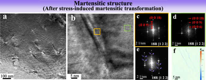 Fig. 5: Microstructural changes after stress-induced martensitic transformation.