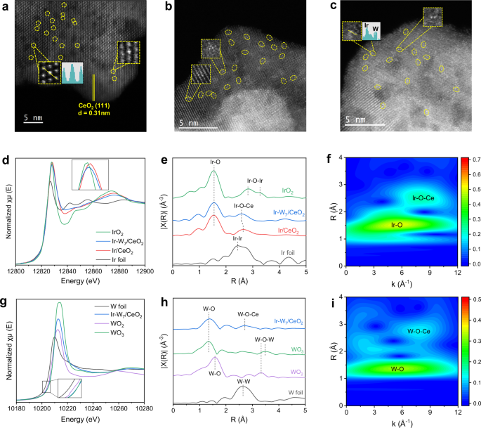 Fig. 1: Morphology and coordination structure of Ir–Wx/CeO2 catalysts.