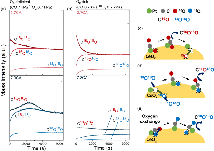 Fig. 4: Oxygen isotope experiment under different reaction conditions.