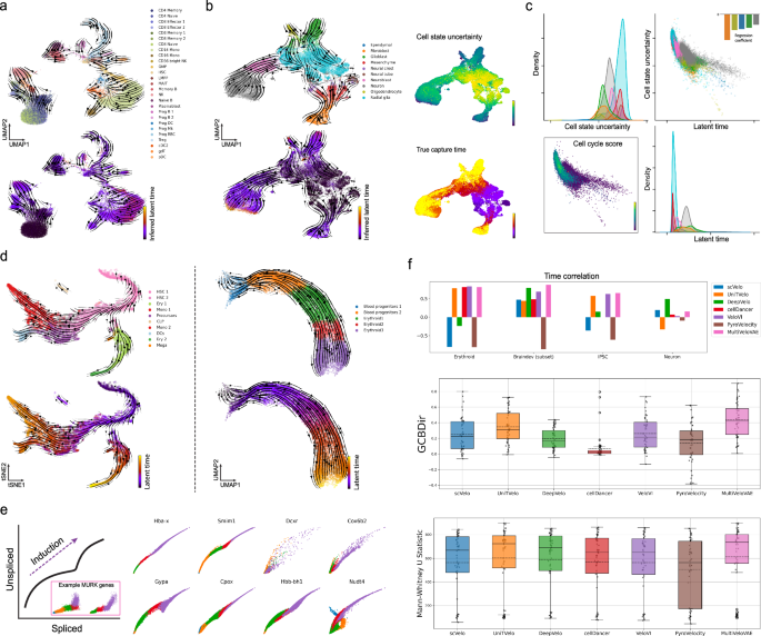 Fig. 2: Benchmarking MultiVeloVAE and previous methods on scRNA datasets.