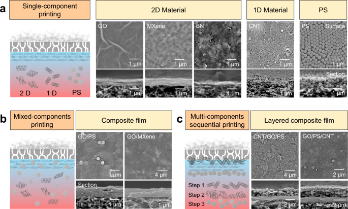 Fig. 3: Universality and multi-material printing of EDP.