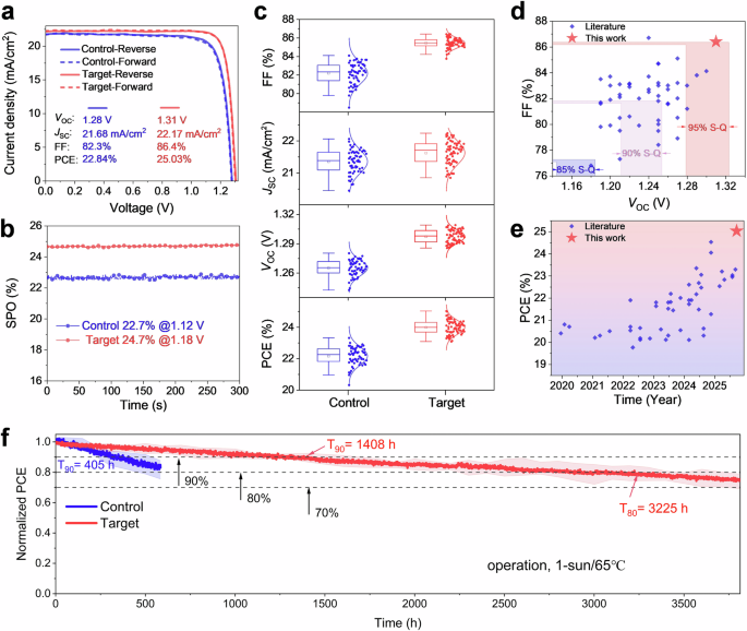 Fig. 3: Single junction WBG PSCs efficiency and stability performance.