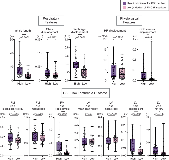 Fig. 4: Respiratory and physiological features related to increased CSF net flow.