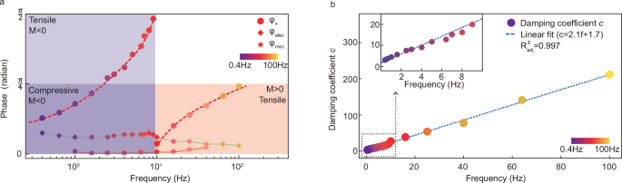 Fig. 5: Frequency-evolution of the electric, mechanical, and electromechanical phases.