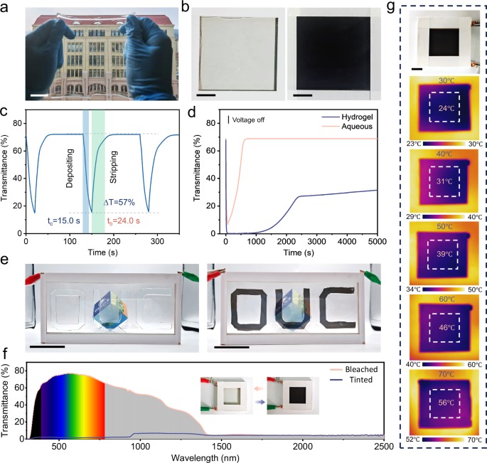 Fig. 4: Assembly and performance evaluation of quasi-solid-state CuZn reversible metal electrodeposition-based electrochromic devices (CuZn-RMEDs).