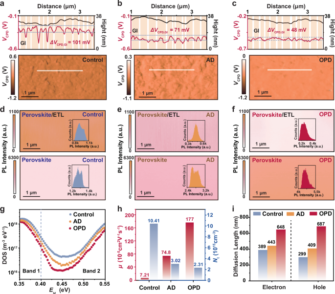 Fig. 3: Carrier transport characteristics of perovskite films.