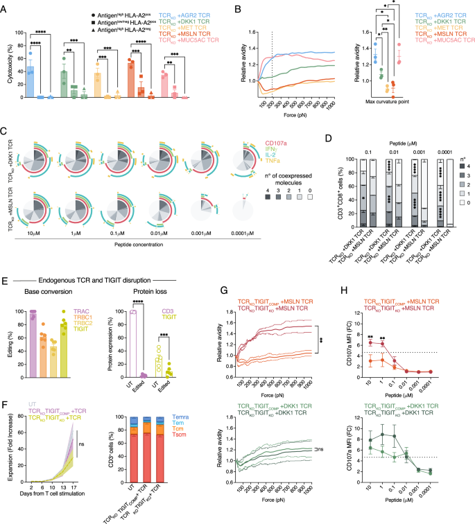 Fig. 2: TIGIT disruption increases T cell avidity and recover degranulation capacity of low-avidity T cells.