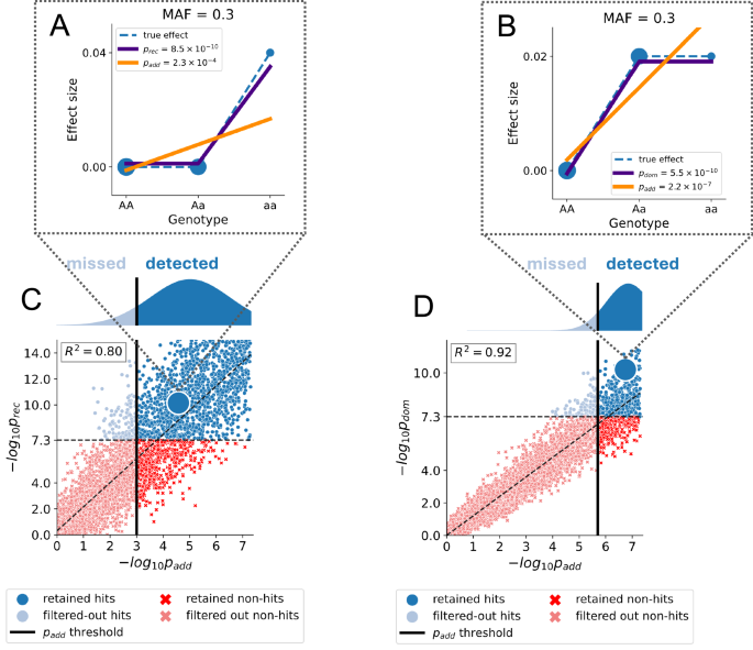 Fig. 1: Using correlation between additive and non-additive p-values for efficient non-additive GWAS.