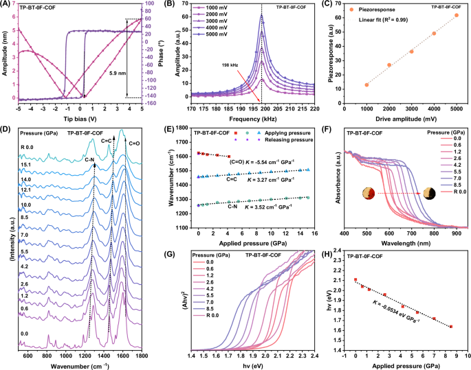 Fig. 3: Characterization of piezoelectric properties for TP-BT-0F-COF.