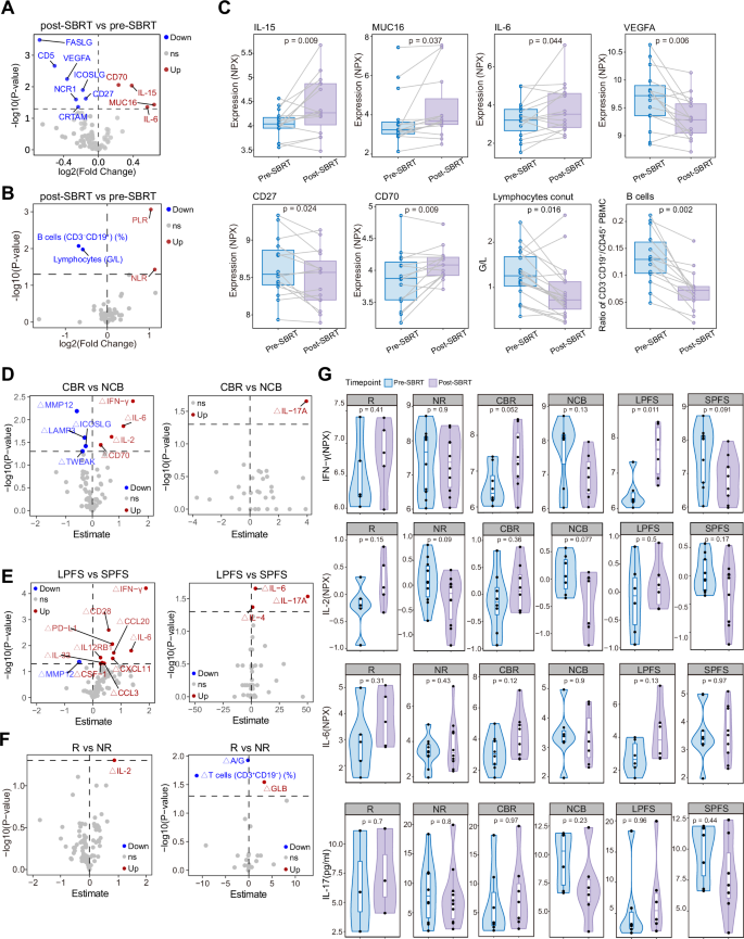 Fig. 4: Dynamics of cytokines and immune cells in the circulation during SBRT.