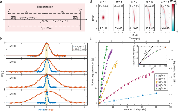 Fig. 3: Quantum squeezing amplification with the Trotterization technique.