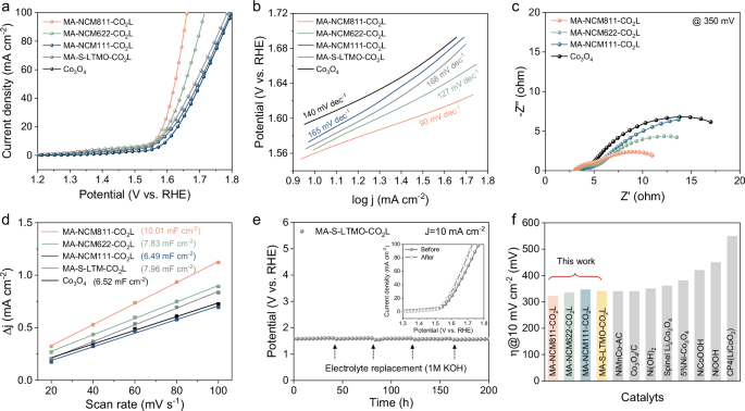 Fig. 5: The electrocatalytic performance of the leaching products.
