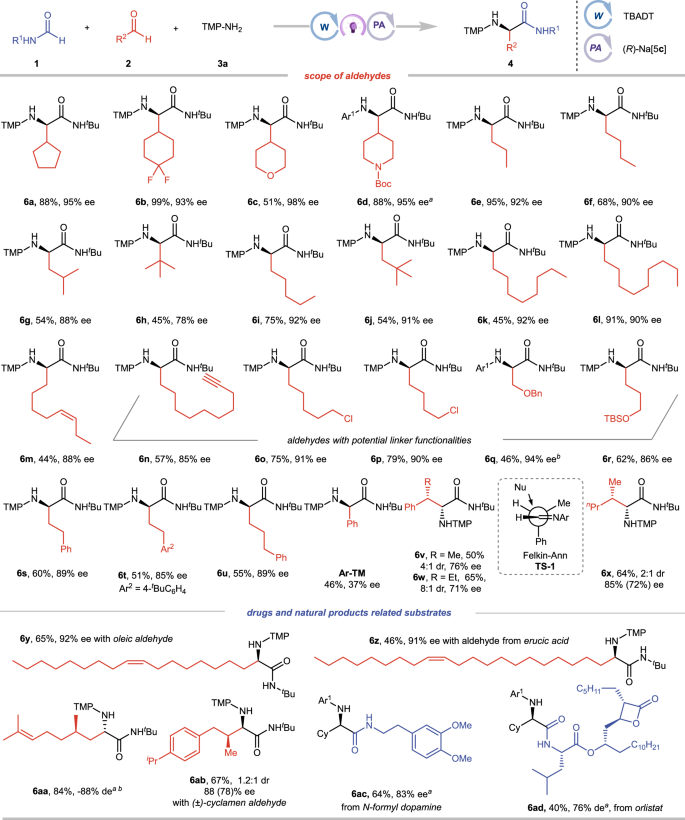Fig. 3: Substrate scope of aldehydes, drugs and natural products related substrates.