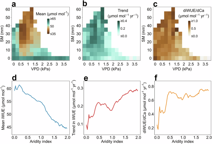 Fig. 2: Response of iWUE and diWUE/dCa to water stress.