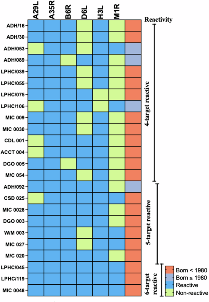 Fig. 2: IgG binding profiles of MPXV-seropositive individuals.