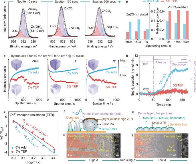 Fig. 3: σ-controlled SEI and side reactions of Zn.