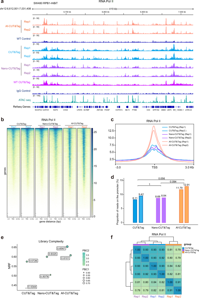Fig. 2: Comparative evaluation of Af-CUT&Tag, CUT&Tag, and Nano-CUT&Tag.