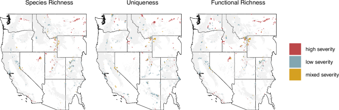 Fig. 7: Maps of area of concern hotspots broken down by historical fire regime.