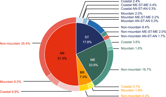 Fig. 1: The proportion of global alluvial channel patterns.