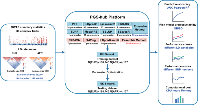 Fig. 2: Overview of benchmarking single- and multi-ancestry PGS methods.