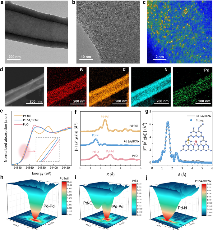 Fig. 2: Structural characterization of the Pd SA/BCNx catalyst.