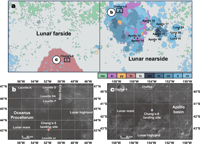 Fig. 1: Mare regolith samples from the lunar near and far sides.