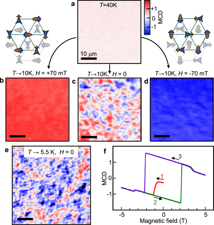 Fig. 5: Spatially resolving spontaneously-forming chiral AFM domains in Co1/3TaS2, via MCD microscopy.