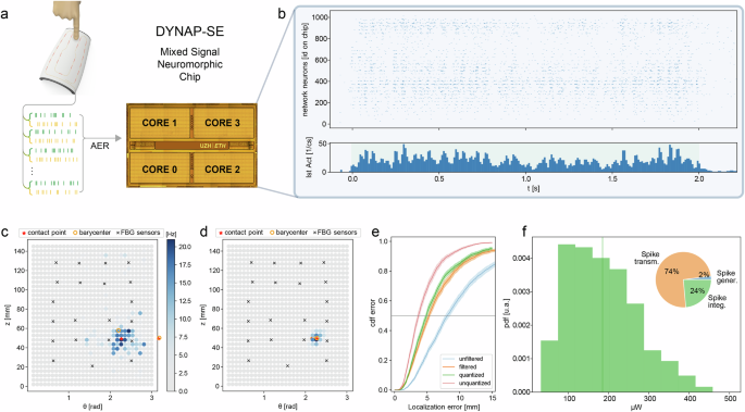 Fig. 5: Implementation of the somatosensory spiking network on neuromorphic chip.