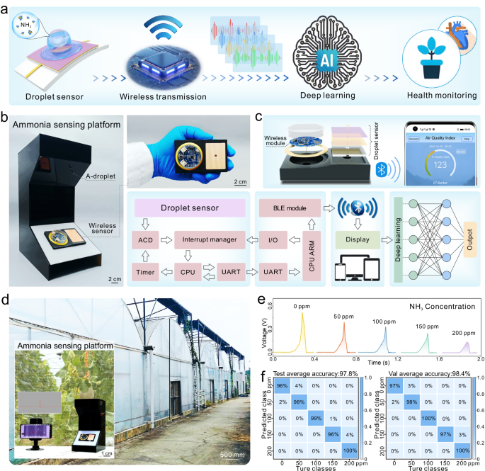 Fig. 6: Design and application demonstration of the ammonia sensing platform.