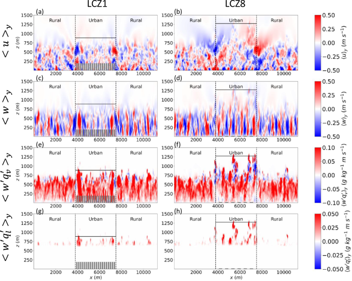 Fig. 4: Simulated results of velocity field, water vapor and liquid water fluxes.