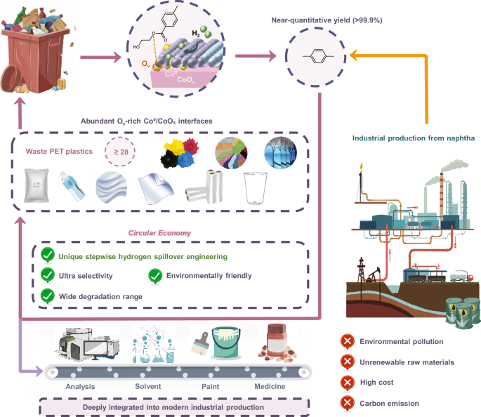 Fig. 1: Schematic illustration of the proposed strategy for the conversion of PET into PX.